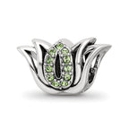 Sterling Silver Reflections with Crystals Pav‚ Lotus Bead