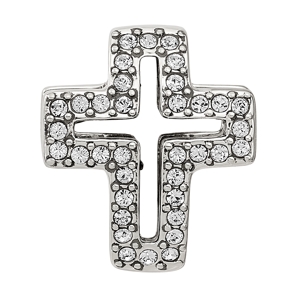 Sterling Silver Reflections Crystals Pav‚ Open Cross Bead