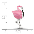 Sterling Silver Reflections Pink Enamel Flamingo Bead