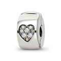 Sterling Silver Reflections Crystal Heart Clip Bead