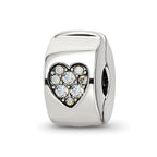 Sterling Silver Reflections Crystal Heart Clip Bead