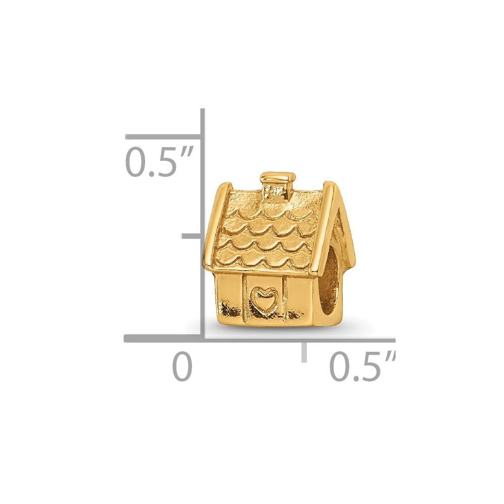 Sterling Silver Gold-plated Reflections House Bead