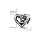 Sterling Silver Reflections Crystals Quinceanera Heart Bead