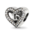 Sterling Silver Reflections Crystals Quinceanera Heart Bead