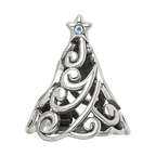 Sterling Silver Reflections Crystal Filigree Christmas Tree Bead
