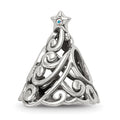 Sterling Silver Reflections Crystal Filigree Christmas Tree Bead