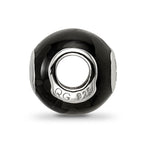 Sterling Silver Reflections Rhodium-plated Black Enamel 8-Ball Bead