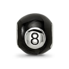 Sterling Silver Reflections Rhodium-plated Black Enamel 8-Ball Bead