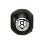 Sterling Silver Reflections Rhodium-plated Black Enamel 8-Ball Bead