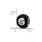Sterling Silver Reflections Rhodium-plated Black Enamel 8-Ball Bead