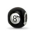 Sterling Silver Reflections Rhodium-plated Black Enamel 8-Ball Bead