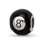Sterling Silver Reflections Rhodium-plated Black Enamel 8-Ball Bead