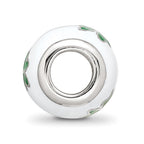 Sterling Silver Reflections Rhodium-plated White & Green Enamel Clover Bead