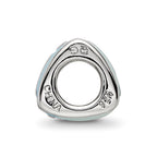 SS Reflections Rh-plated Blue Enamel 3-side Baby Footprint Bead