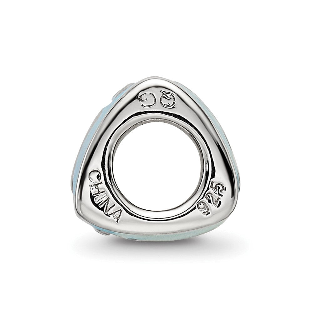 SS Reflections Rh-plated Blue Enamel 3-side Baby Footprint Bead