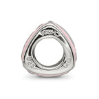 SS Reflections Rh-plated Pink Enamel 3-sided Baby Footprint Bead