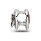 Sterling Silver Reflections Rhodium-plated Red Enameled Heart Bead