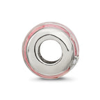 Sterling Silver Reflections Pink Enameled Crystal Hearts Bead
