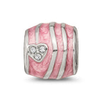 Sterling Silver Reflections Pink Enameled Crystal Hearts Bead
