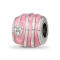 Sterling Silver Reflections Pink Enameled Crystal Hearts Bead