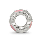 Sterling Silver Reflections Pink Enamel Crystal Hearts Bead