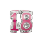 Sterling Silver Reflections Rhodium-plated Pink Enameled 18 Bead