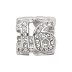 Sterling Silver Reflections Pink Enameled Crystal 16 Bead