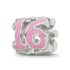 Sterling Silver Reflections Pink Enameled Crystal 16 Bead