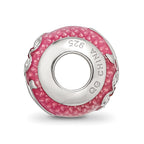Sterling Silver Reflections Pink Enamel with Crystals Flower Bead