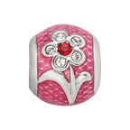 Sterling Silver Reflections Pink Enamel with Crystals Flower Bead