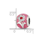 Sterling Silver Reflections Pink Enamel with Crystals Flower Bead
