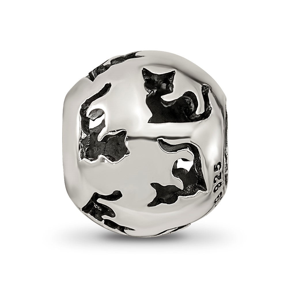 Sterling Silver Reflections Cutout Cat Bead