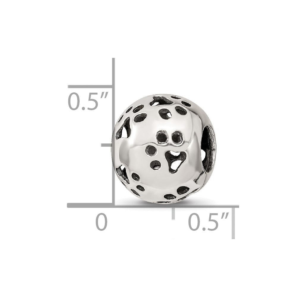 Sterling Silver Reflections Cutout Paw Prints Bead
