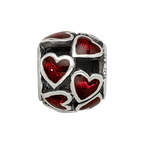 Sterling Silver Reflections Red Enamel Filigree Heart Bead