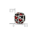Sterling Silver Reflections Red Enamel Filigree Heart Bead