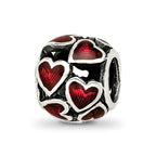 Sterling Silver Reflections Red Enamel Filigree Heart Bead