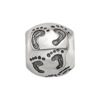 Sterling Silver Reflections Dad Mom & Baby Footprints Bead