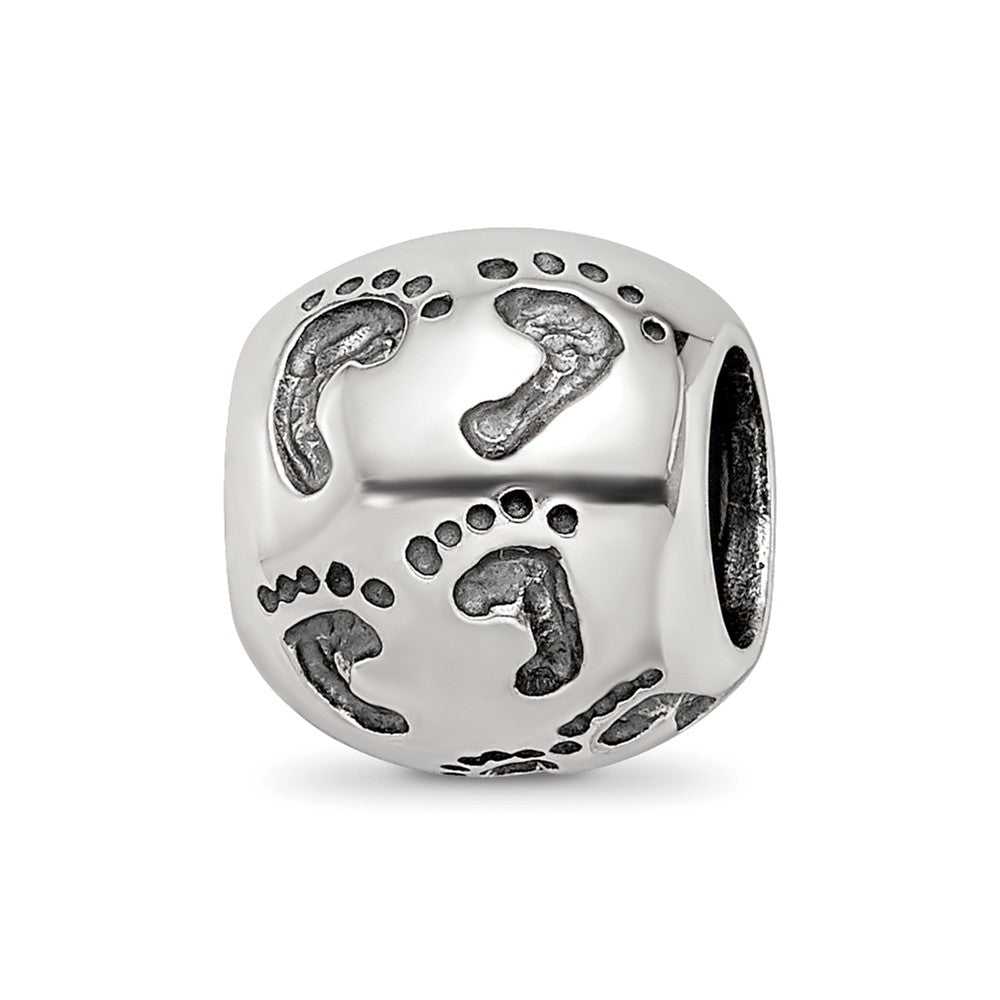 Sterling Silver Reflections Dad Mom & Baby Footprints Bead