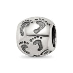 Sterling Silver Reflections Dad Mom & Baby Footprints Bead