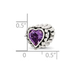 Sterling Silver Reflections Amethyst Heart Bead