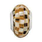 Sterling Silver Reflections Tiger's Eye and White MOP Mosaic Bead