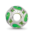 Sterling Silver Reflections Green Filigree Enameled Bead