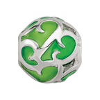 Sterling Silver Reflections Green Filigree Enameled Bead