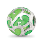 Sterling Silver Reflections Green Filigree Enameled Bead
