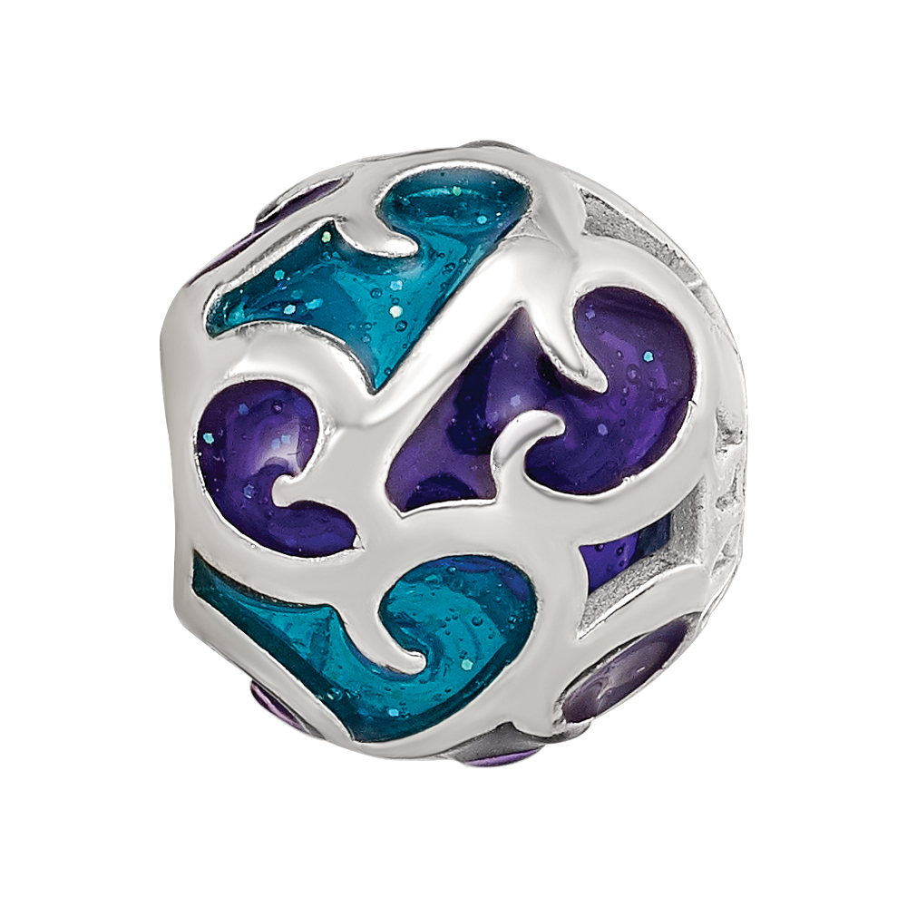 Sterling Silver Reflections Purple/Blue Filigree Enameled Bead