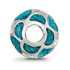 Sterling Silver Reflections Blue/Green Heart Enameled Bead