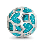 Sterling Silver Reflections Blue/Green Heart Enameled Bead