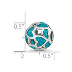Sterling Silver Reflections Blue/Green Heart Enameled Bead