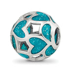 Sterling Silver Reflections Blue/Green Heart Enameled Bead