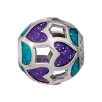 Sterling Silver Reflections Blue/Purple Heart Enameled Bead
